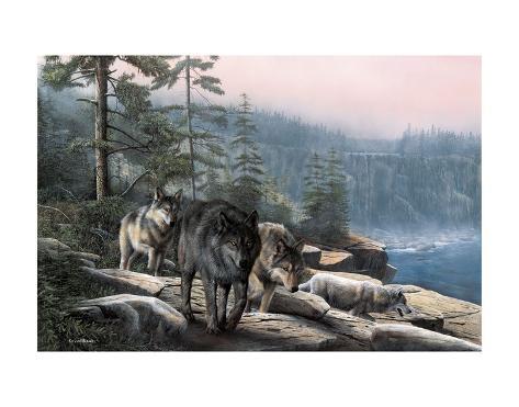 WILDLIFE ART PRINT Stalking the Bluffs by Kevin Daniel Wolf Wolves Poster 26x18