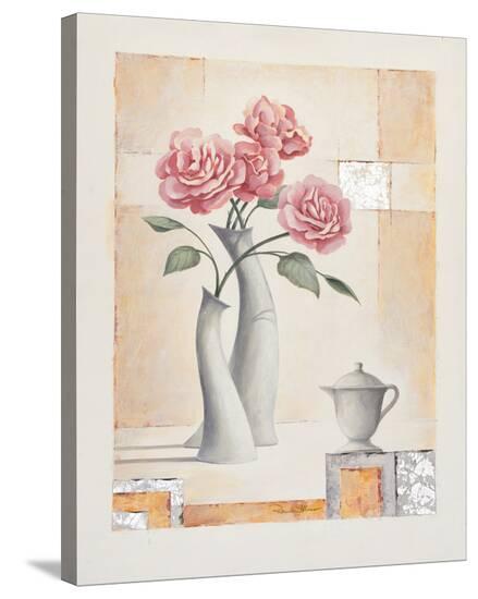 Curvy Vases Of Roses Stretched Canvas Print By Renate Holzner At