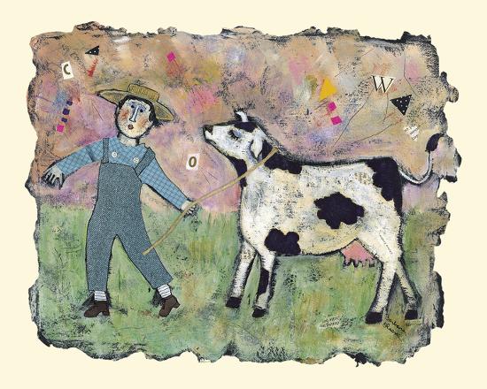 'Boy and Cow' Giclee Print Barbara Olsen