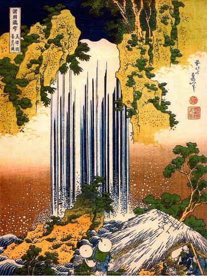 Two Men Admiring Yoro Waterfall, 1832 Prints by Katsushika ...