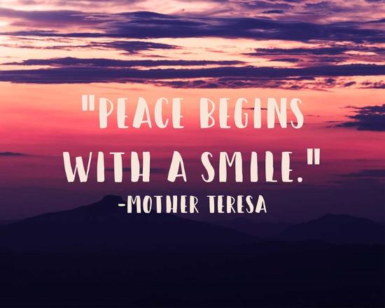 Peace Begins With a Smile - Mother Teresa Quote' Art - Quote ...