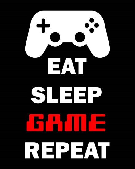 'Eat Sleep Game Repeat - Black' Prints - Color Me Happy | AllPosters.com