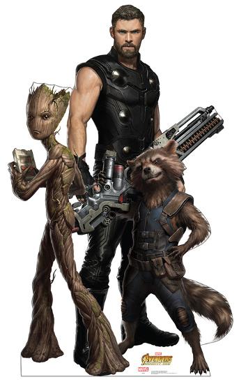 Avengers Infinity War Groot Thor And Rocket Racoon Cardboard