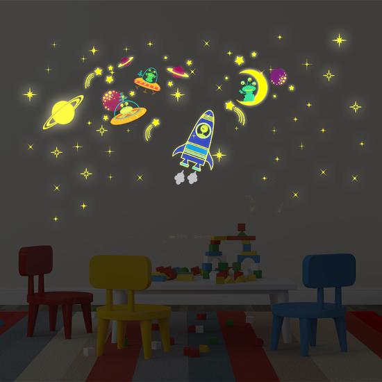 Glow In Dark Galaxy Glow With Moon Stars Glow