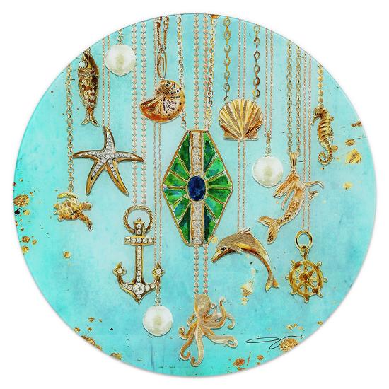 Jade Free Floating Circular Tempered Glass Graphic Wall Art