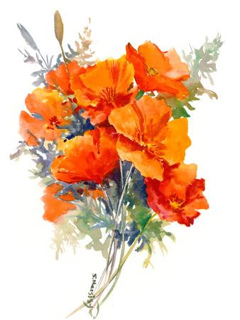 'Hollyhock Flowers 4' Giclee Print - Suren Nersisyan | AllPosters.com