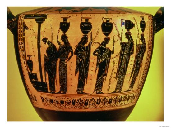 Women At A Fountain House Black Figure Athenian Vase Circa 525
