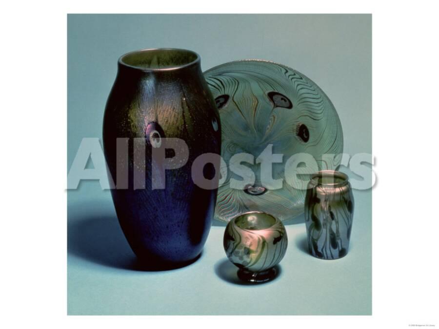 Tiffany Favrile Plate And Vases New York Circa 1890 Glass