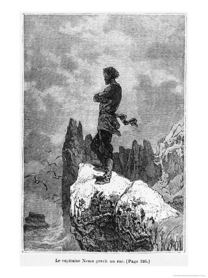 Captain Nemo Climbing A Rock Illustration From 000 Leagues Under The Sea Giclee Print Alphonse Marie De Neuville Allposters Com
