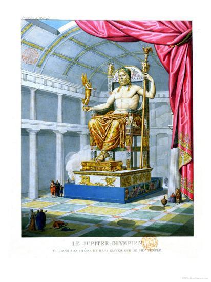 'Statue of Olympian Zeus on His Throne Inside His Temple at Olympus ...