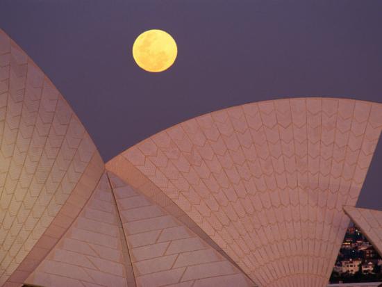 Full Moon Over Sydney Opera House Sydney Australia Photographic