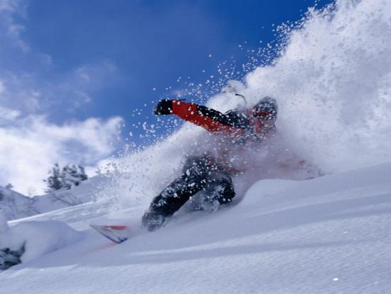 Snowboarder Carving Through Powder Snow St Anton Am Arlberg Tirol Austria Photographic Print Christian Aslund Allposters Com