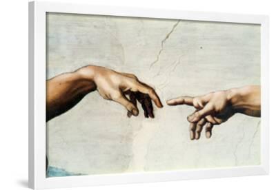The Creation Of Adam Detail Of God S And Adam S Hands From The Sistine Ceiling Giclee Print Michelangelo Buonarroti Allposters Com