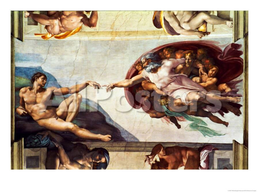 The Sistine Chapel Ceiling Frescos After Restoration The Creation Of Adam