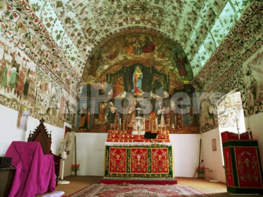Syrian Christian Church Cheria Palli Small St Mary S Side Wall And Barrel Vault Paintings