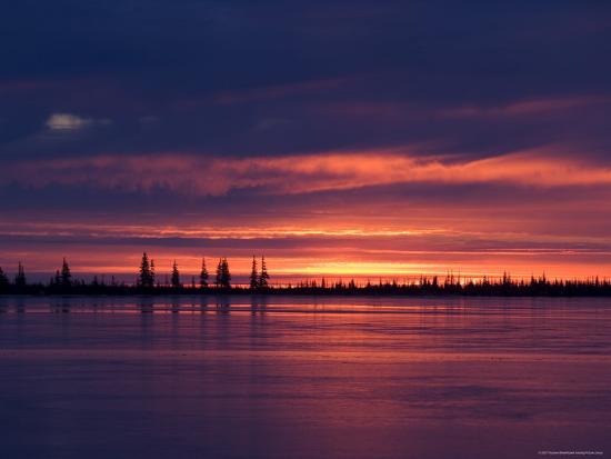 Sunrise at the Lake Near Churchill, Hudson Bay, Manitoba, Canada