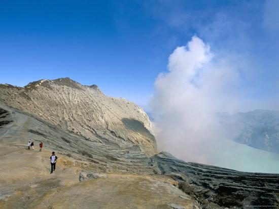  Tourists Trekking Sulphur Lake Kawah Ijen  Ijen  Plateau  