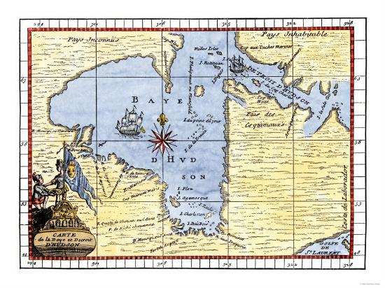 'Map of Hudson's Bay, Canada, Showing Hudson's Strait, c.1722' Giclee