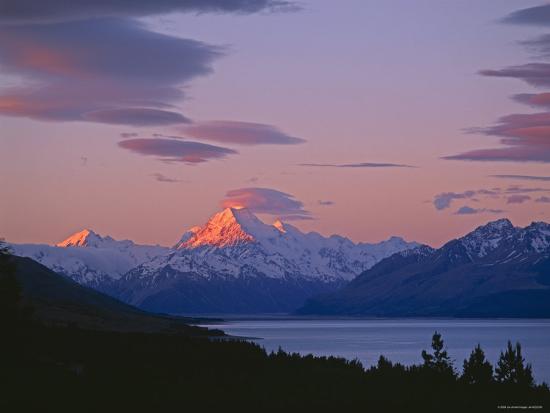Mount Cook Lake Pukaki Mackenzie Country Canterbury South Island New Zealand Photographic Print Gavin Hellier Allposters Com