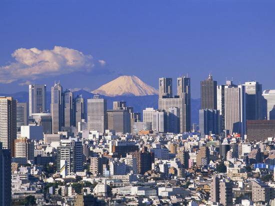 Mt Fuji And Tokyo Shinjuku Area Skyline Tokyo Japan Photographic Print Steve Vidler Allposters Com