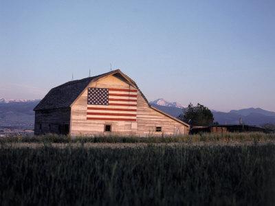 Barn With Us Flag Co Photographic Print By Chris Rogers At