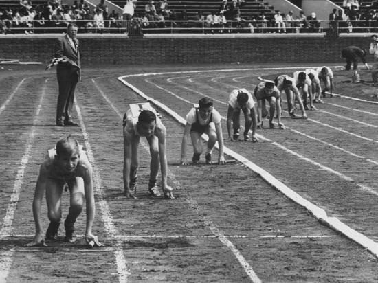 Race Track Wall Art >> Penn Relay Races, College Students Crouched in Starting Position Photographic Print by George ... Race Track Wall Art >> Penn Relay Races, College Students Crouched in Starting Position Photographic Print by George ...