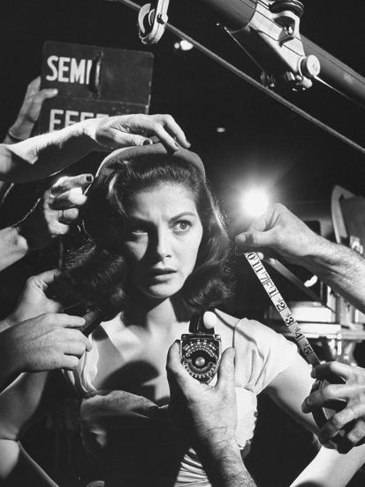 Actress Pier Angeli Surrounded By Hands From Hair Stylist