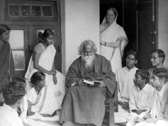 'Nobel Prize Winning Indian Poet Rabindranath Tagore Reading to Others