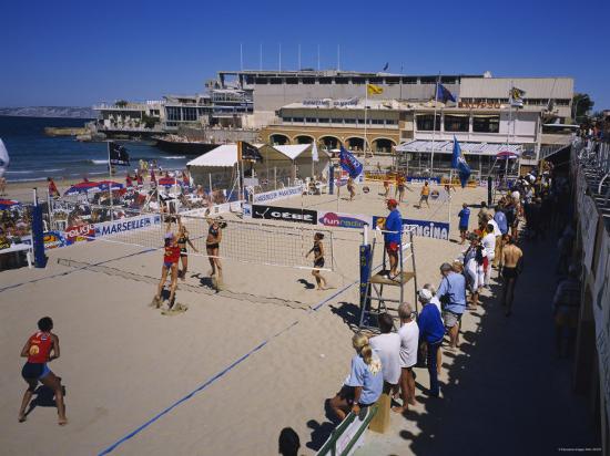 Women Playing Beach Volleyball Plage Des Catalans Marseille France