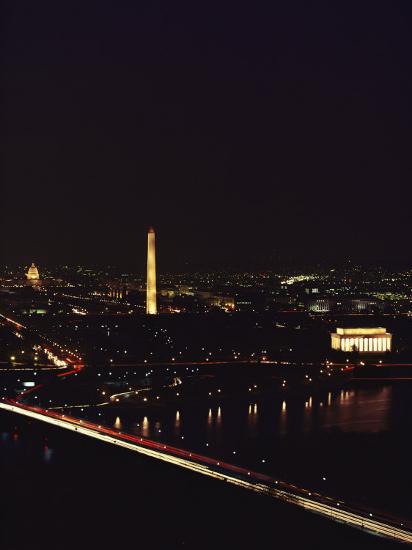 Aerial View Of Washington D C At Night Photographic Print Kenneth Garrett Allposters Com