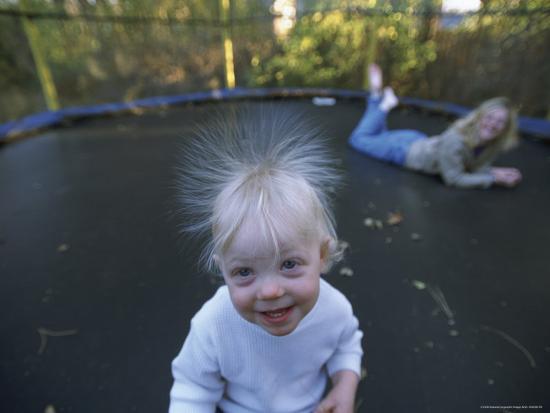 Static From A Trampoline Makes A Young Boy S Hair Stick Straight
