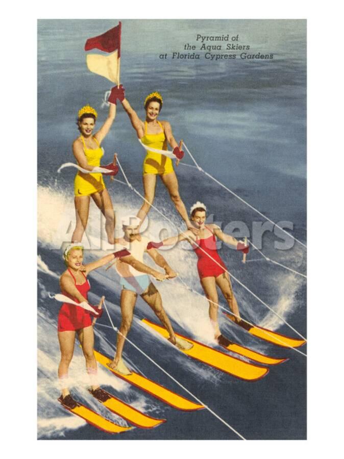 Pyramid Of Water Skiers Cypress Gardens Florida Art At