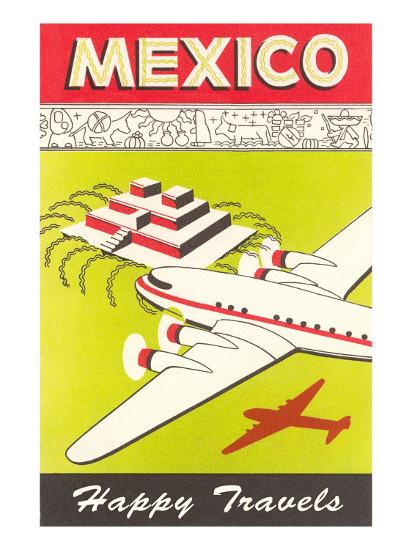 mexico plane over pyramid