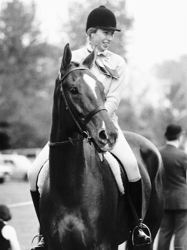 Princess Anne Daughter Of Queen Elizabeth Sitting On Horse For The