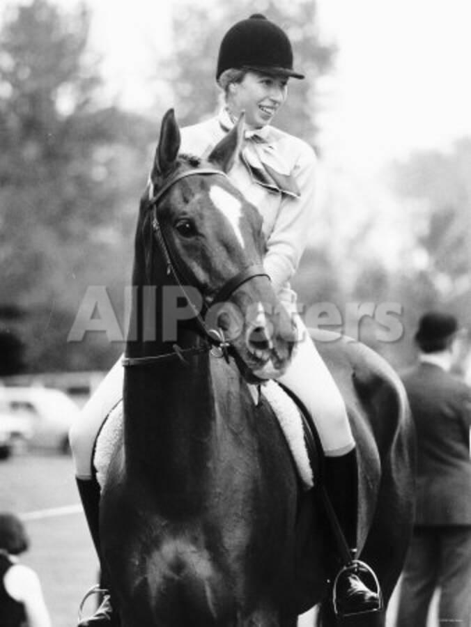 Princess Anne Daughter Of Queen Elizabeth Sitting On Horse For The