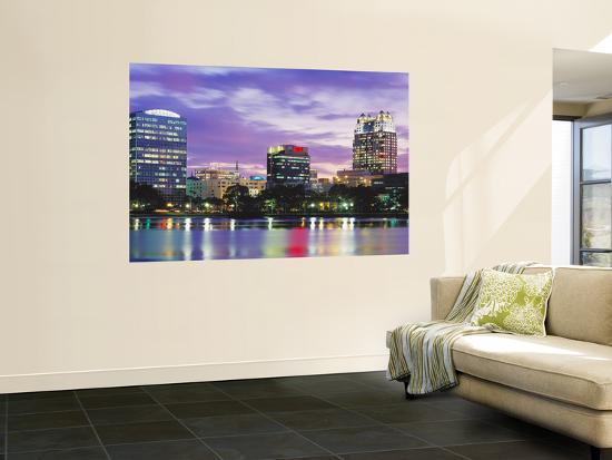 Panoramic View Of An Urban Skyline At Night Orlando Florida Usa