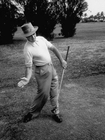 'Golfer Sam Snead Demonstrating Sweep of Right Hand in Ben Hogan's Golf
