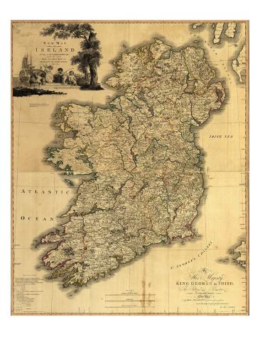 Map of Ireland from 18th Century, Showing Counties, When All of Ireland