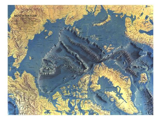 1971 Arctic Ocean Floor Map Posters by