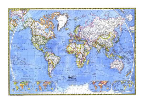 1975 Political World Map Posters By National Geographic