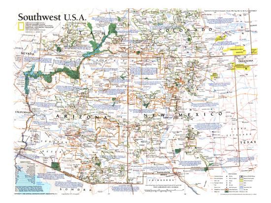1992 southwest usa map print national geographic maps allposterscom