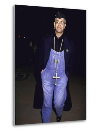 Singer Songwriter Elton John Wearing Overalls And A Large Cross Necklace Premium Photographic Print Allposters Com