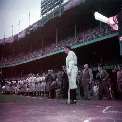 yankee ruth stadium babe uniform baseball player print ralph morse