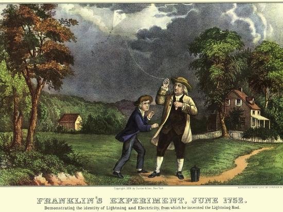 'Benjamin Franklin and Kite, 1876' Giclee Print | AllPosters.com
