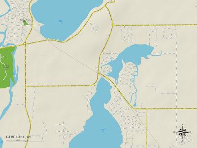 'Political Map of Camp Lake, WI' Photo | AllPosters.com