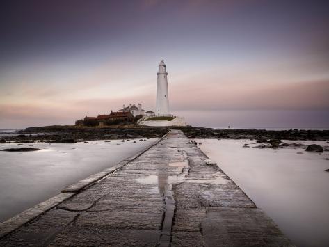 St Mary S Island And St Mary S Lighthouse At Dusk Near Whitley