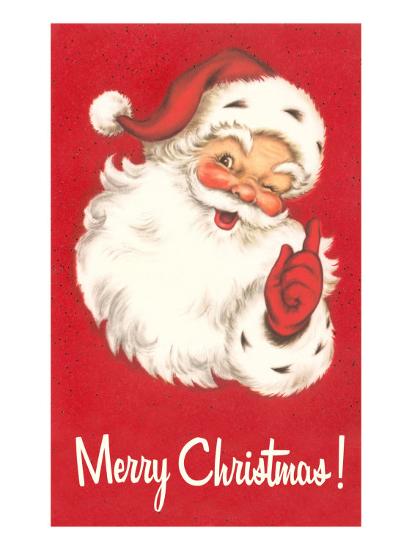 Merry Christmas Winking Santa Claus Poster At Allposters Com