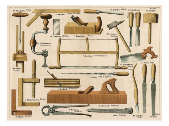 Tools Used in Carpentry and Joinery Giclee Print at ...