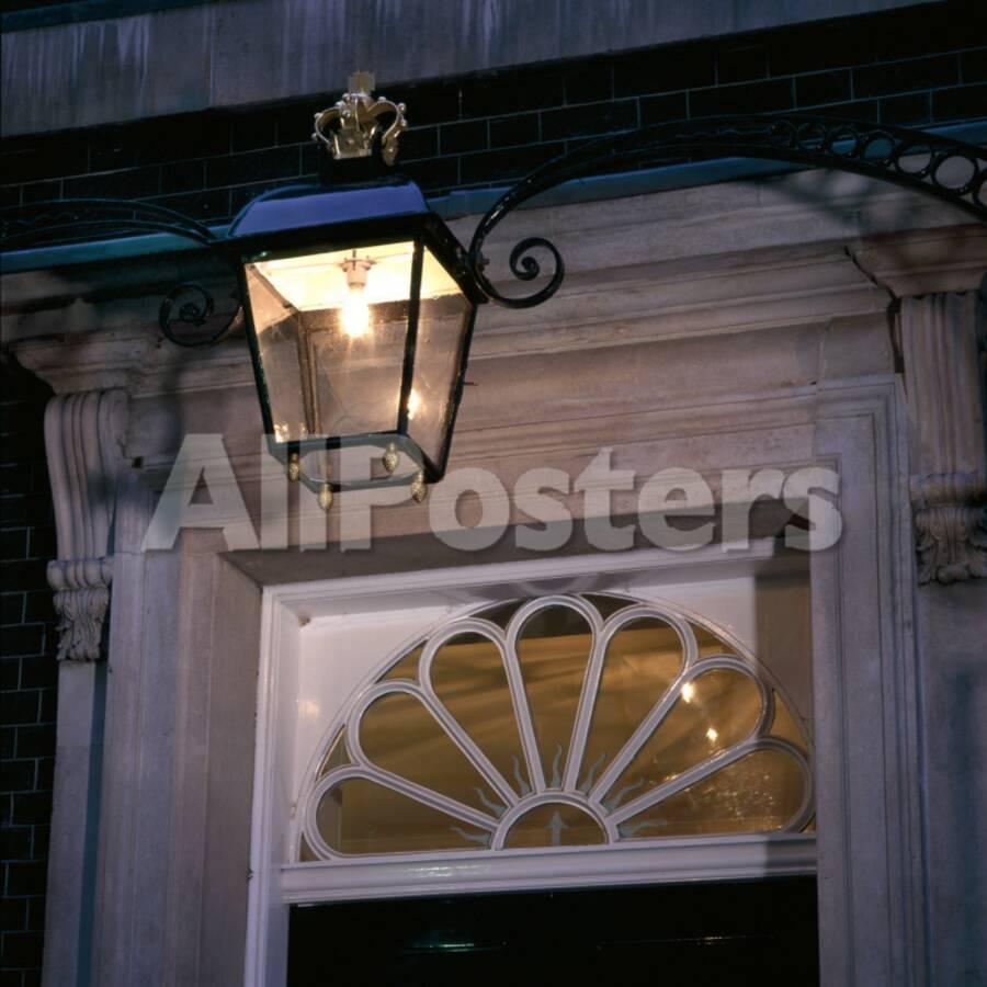10 Downing Street Detail Of Lantern And Fan Light Above The Front Door