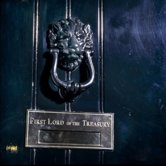 10 Downing Street Detail Of Lion Headed Door Knocker On Front Door